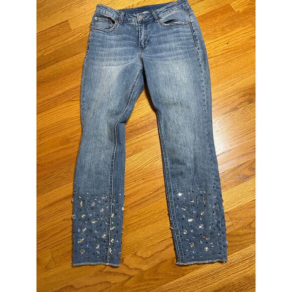 For the Republic Denim straight leg raw hem very embellished jeans size 4/26 - Picture 1 of 5